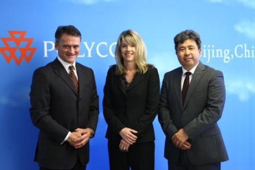 Polycom��̫�^(q��)�����ձȺ����������ޅ^(q��)����Hansjoerg Wagner (��һ)��Polycomȫ���N�ۈ�(zh��)�и�����Tracey Newell(����)��Polycom�Ї��^(q��)����(j��ng)�����(��һ)