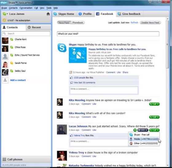 �°�Skype����Facebook�Ľ���